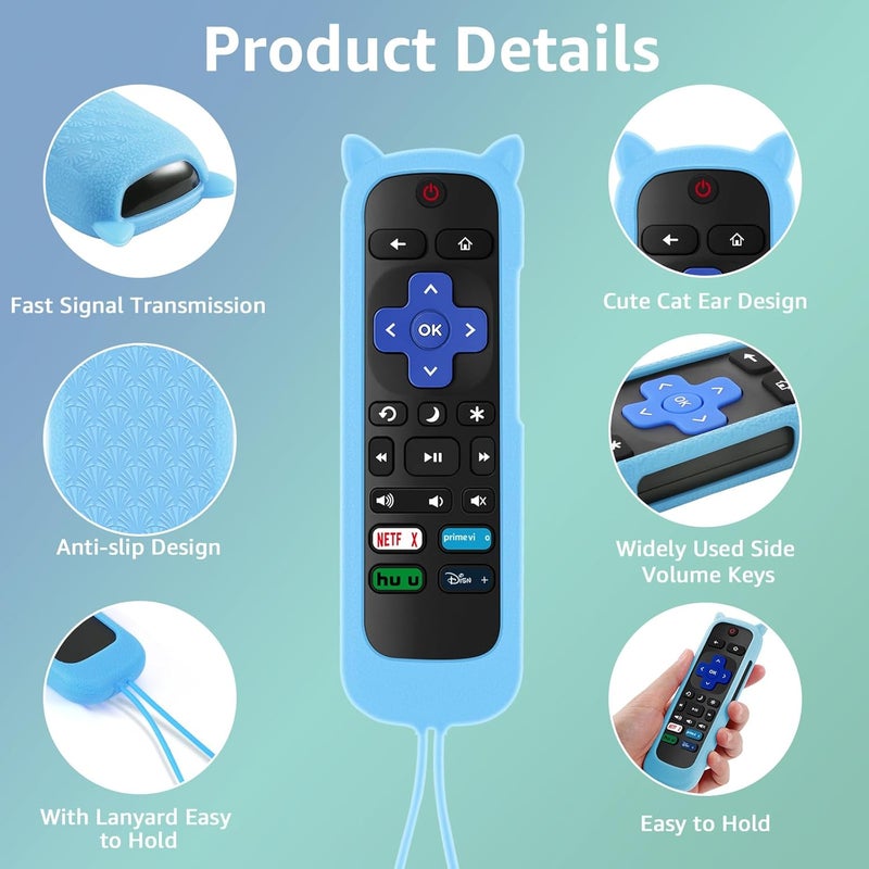 OneBom (2+2 Packs) Replacement Remote for Roku TV with Soft Protective Silicone Cover(Glow in The Dark), Universal Remote for TCL Roku/Hisense Roku/Onn Roku/Sharp Roku/Element Roku/Philips Roku Smart TV - Image 5
